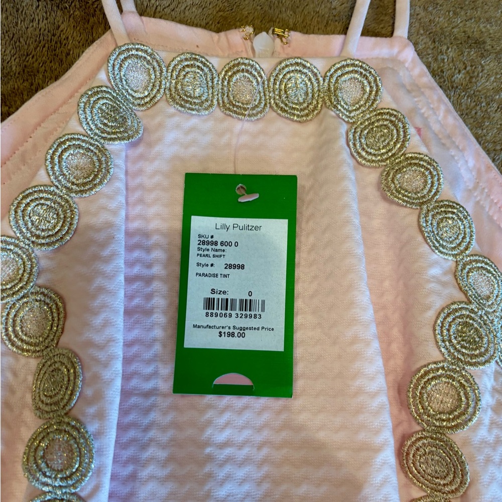 Lilly Pulitzer Pink Dress with Gold Detailing NWT size 0 - Picture 4 of 10